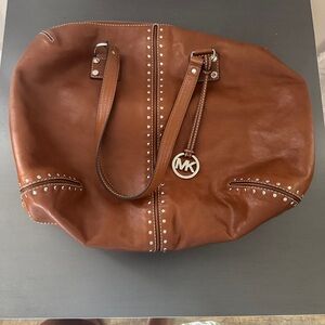 Michael Kors Tan Leather Tote with Stud Accents